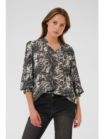 Kaffe Bluse langarm KAlinda Regular fit in Black/Grey Abstract Graphic