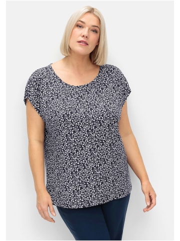 sheego Shirt in tiefblau gemustert