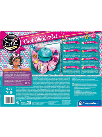 Clementoni Crazy Chic Cool Nail Art 18599 DIY Nageldesign-Set 6+ Nagellacke Sticker Glitzer