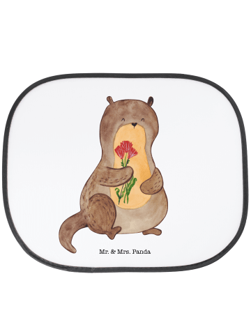 Mr. & Mrs. Panda Sonnenblende Auto Otter Blumenstrauß ohne Spruch in Weiß