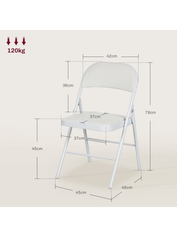 HOMCOM Klappstuhl-46L x 45B x 78H cm-Weiß