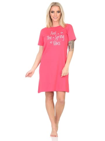 NORMANN Kurzarm Nachthemd Frontprint - 85638 in pink