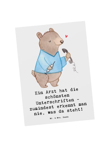 Mr. & Mrs. Panda Postkarte Arzt Unterschrift mit Spruch in Weiß