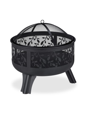 relaxdays Feuerschale in Schwarz - (H)60 x Ø 60 cm