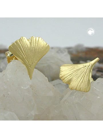 Gallay Ohrstecker Ohrring 9mm Ginkgoblatt matt 9Kt GOLD in gold