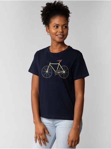wat? Apparel T-Shirt Yellow Bike in Dunkelblau