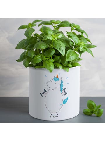 Mr. & Mrs. Panda Großer Blumenkübel Einhorn Fitness ohne Spruch in Weiß