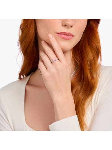 Thomas Sabo Solitärring Mit Rotem Stein In Herzschliff in silber, rot, weiß