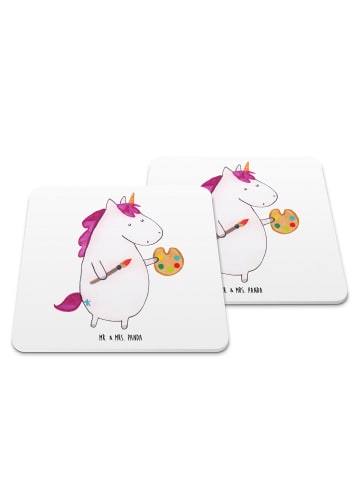 Mr. & Mrs. Panda Untersetzer für Gläser Einhorn Künstler ohne Sp... in Weiß
