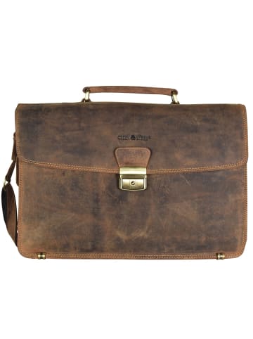 Greenburry Vintage Aktentasche Leder 40 cm Laptopfach in braun