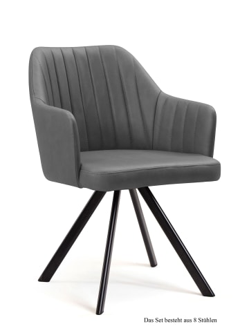 58 aufm Kessel ARMLEHNSTUHL (8er-Set) Delia 58x81x60 Schwarz/Grau