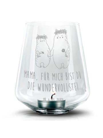 Mr. & Mrs. Panda Laterne Bären mit Blumenkranz mit Spruch in Transparent