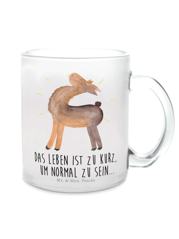Mr. & Mrs. Panda Glas Lama Stolz mit Spruch in Transparent