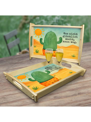 Mr. & Mrs. Panda Serviertablett Kaktus Sonne Design mit Spruch in Weiß