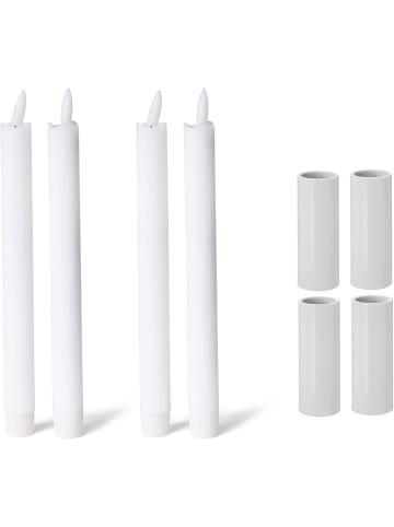 Novaliv Novaliv 4X Kerzenständer magnetisch 2,8x7,5cm Weiss mit LED-Stabkerze in Weiß