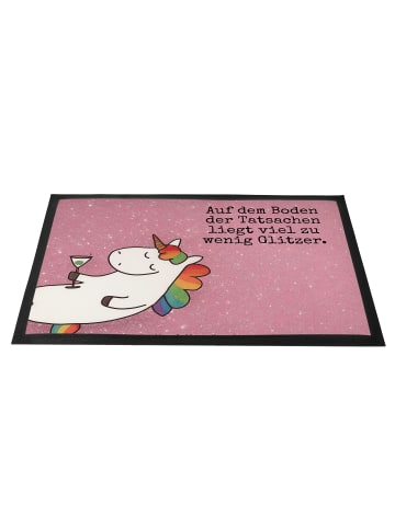 Mr. & Mrs. Panda Fußmatte Einhorn Blümchentail Design mit Spruch in Weiß