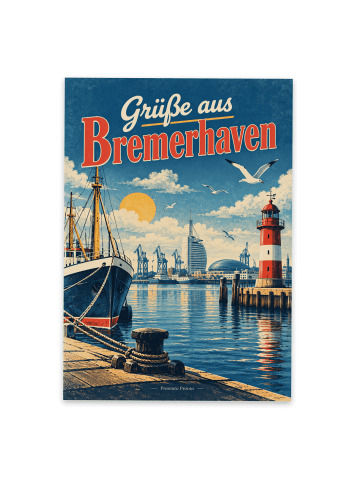 Postkarte Leuchtturm maritim Design mit Spruch in Weiß