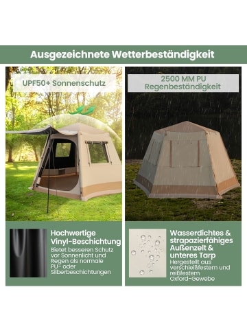 COSTWAY Campingzelt für 4-6 Personen in Beige