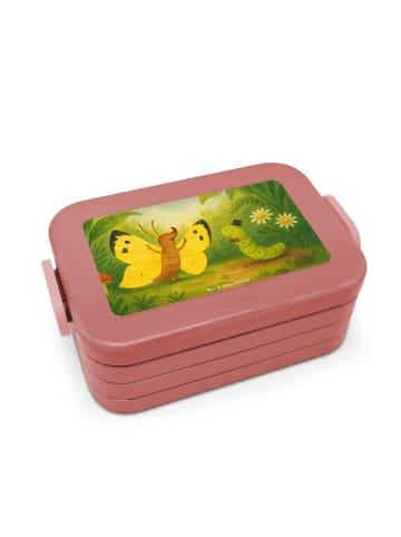 Mr. & Mrs. Panda Bentobox Raupe Schmetterling Design ohne Spruch in Rot Pastell