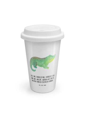 Mr. & Mrs. Panda To Go Becher Krokodil mit Spruch in Weiß