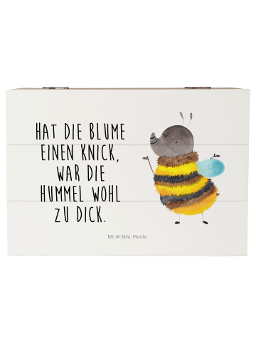 Mr. & Mrs. Panda Holzkiste Hummel flauschig mit Spruch in Weiß