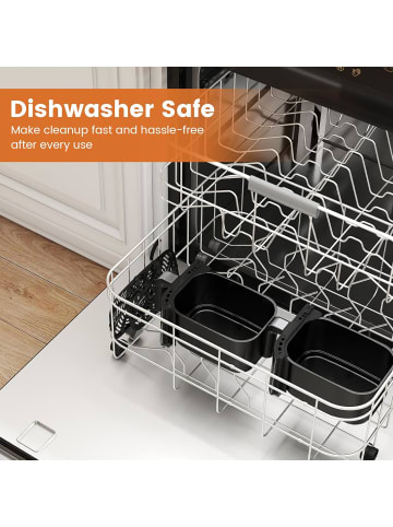 COSTWAY Heißluftfritteuse 2 Kammern 8,5 L in Schwarz