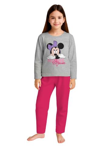 Disney Disney Minnie Mouse Schlafanzug Pyjama Set Langarm Oberteil in grau/pink