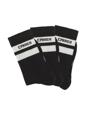 Copenhagen Studios Tennissocken in 3x schwarz mit weißen Streifen