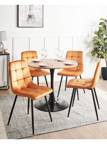 Beliani 4er-Set Esszimmerstuhl POWELL in Orange/Schwarz