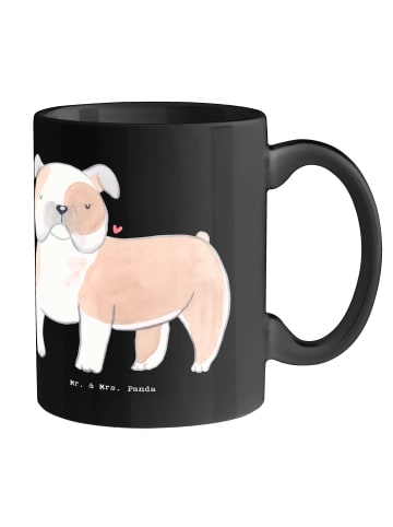 Mr. & Mrs. Panda Kaffeetasse Englische Bulldogge Freunde mit Spruch in Schwarz