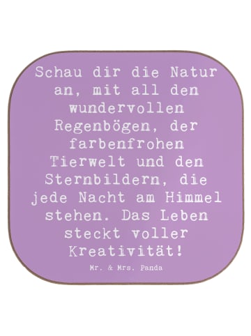 Mr. & Mrs. Panda Glas-Untersetzer Spruch Kreativität im Leben mi... in Lavendeltraum