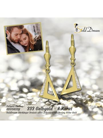 GoldDream Echtgold, 333er Gelbgold Damen Ohrhänger Dreieck Ohrring ca. 31mm