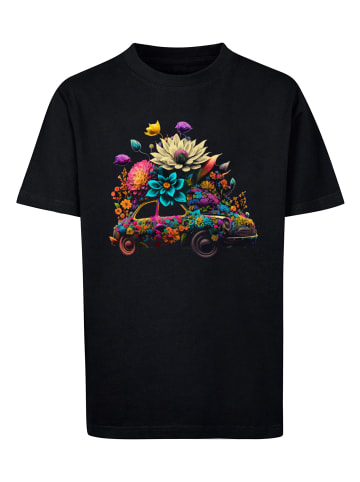 F4NT4STIC T-Shirt Blumen Auto Unisex Tee in schwarz