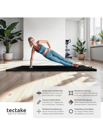 tectake Gymnastikmatte mit zwei Tragegurten, klappbar, 240 x 120 x 5 cm