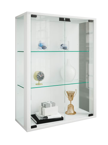 VCM  Wandvitrine Hängevitrine Glas Udina in Weiß