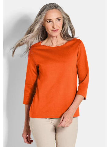 GOLDNER Kurzgröße:  Basic Shirt mit U-Boot-Ausschnitt in terrakotta