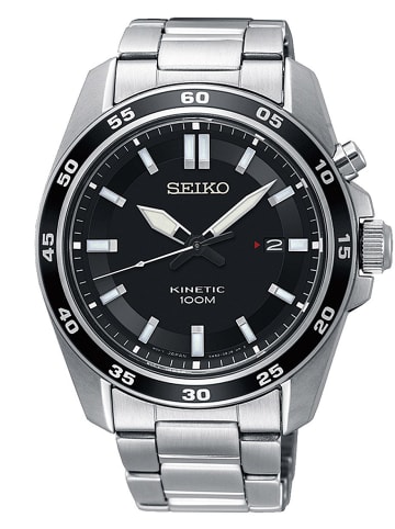 Seiko Kinetic Herrenarmbanduhr Schwarz / Silber