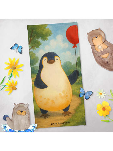 Mr. & Mrs. Panda Saunatuch Pinguin Luftballon Design ohne Spruch in Weiß