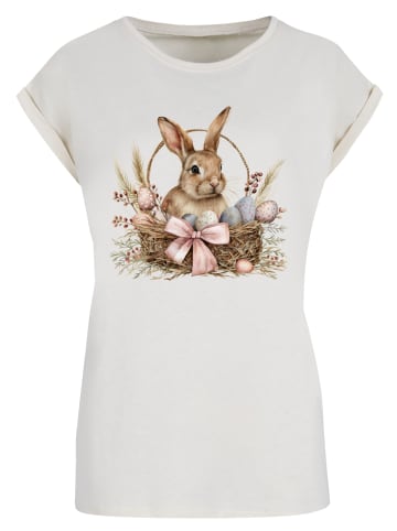 F4NT4STIC Extended Shoulder T-Shirt Osterhasen Korb Dekor in Whitesand