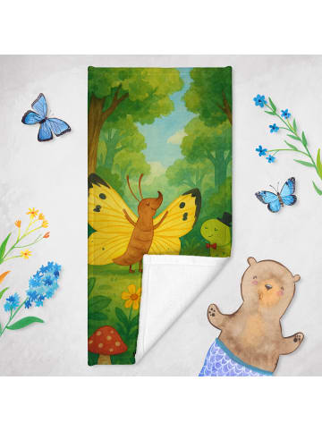 Mr. & Mrs. Panda Badhandtuch Raupe Schmetterling Design ohne Spruch in Gelb Pastell