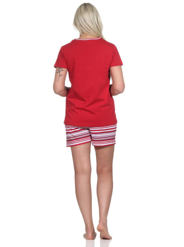 NORMANN Shorty Pyjama Anker und gestreiften Shorts - 74906 in rot