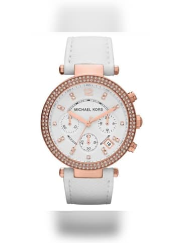 Michael Kors Damenuhr in Weiß, Lederarmband, Modell: MK2281 Parker Lady