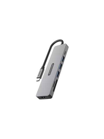 COFI 1453 Sitecom 7-in-1 USB-C Stromversorgungs-Multiport-Adapter - 3x USB-A in Grau