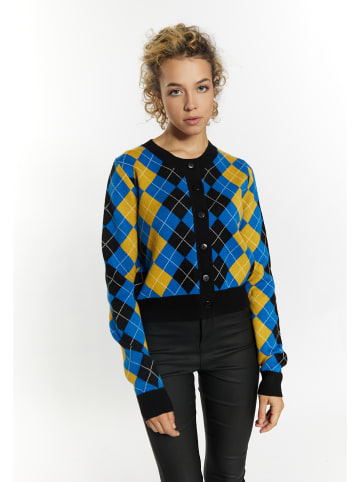myMo ROCKS Damen Strickjacke in Schwarz Blau Mehrfarbig
