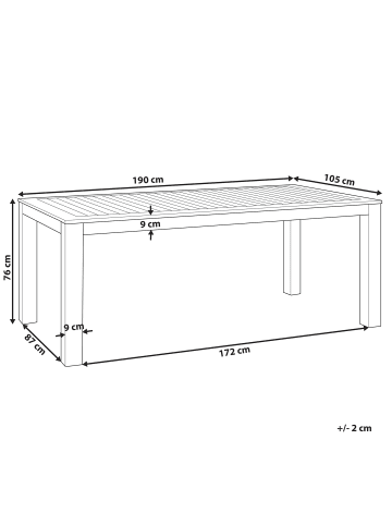 Beliani Esstisch MONSANO in Braun - (W) 105 x (H) 76 x (L) 190 cm