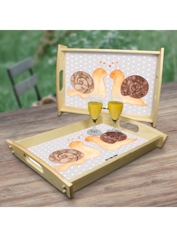 Mr. & Mrs. Panda BettTablett Schnecken Liebe ohne Spruch in Grau Pastell