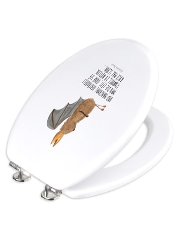 Mr. & Mrs. Panda Holz Toilettendeckel Fledermaus Sitzen mit Spruch in Weiß