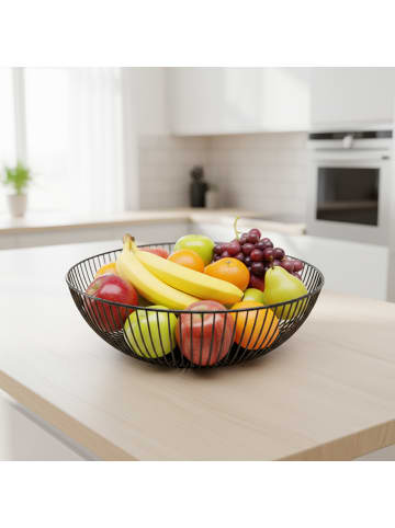 relaxdays Obstschale in Schwarz - (H)8 x Ø 28 cm