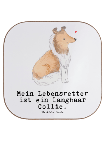 Mr. & Mrs. Panda Untersetzer Langhaar Collie Lebensretter mit Sp... in Weiß