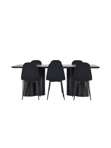 ebuy24 Essgruppe Olivia (7-teilig) Schwarz 100 x 210 cm